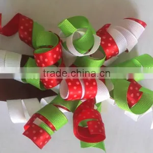 Christmas Printed Grosgrain Curly Ribbon, Fabric Present Bow, Woven Gift Wrapping Curling Ribbon Bow for Everyday Decorate thumbnail-1
