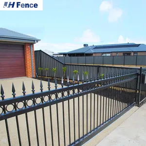Carbon Steel Steel Hercules Pressed Spear Top Fence Black Metal Fence Panels thumbnail-5
