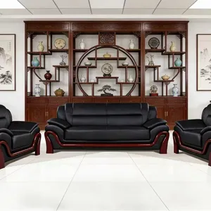 Modern Office Furniture Sofa Reception Leather Sofa Set thumbnail-1