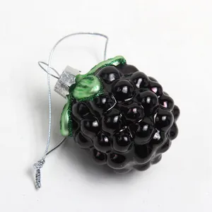 Wholesale Price Personalized Xmas Hanging Ornaments Custom Collectible Hand Blown Glass Purple Raspberry Fruits Christmas Tree Decorations thumbnail-1