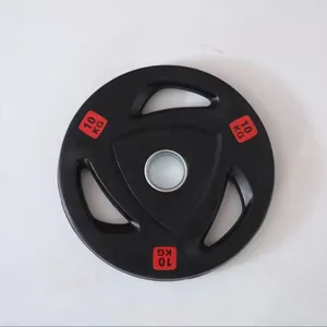 1.25kg to 25kg 3 Three Hole Tri Grip 30mm Rubber Coated Bumper Cast Iron Free Barbell Weight Plates Set for Weight Lifting Gym thumbnail-3