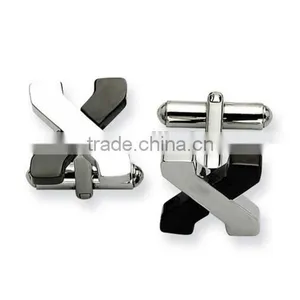 New Design Stainless Steel Black Ip And Poilshed Cuff Links, X Shape Cufflinks For Men thumbnail-1