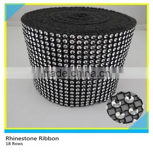 18 Rows Crystal Plastic Black Base Wedding Trimming Mesh 10 Yards thumbnail-1