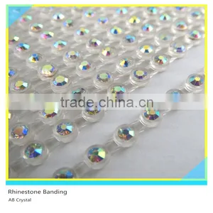 Plastic Cup Rhinestone Sew on Ss10 3mm Crystal White Black Banding 1x180 Pcs 10 Yards thumbnail-4