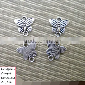 Zinc Alloy Ancient Silver Double Crane Butterfly Pendant thumbnail-1