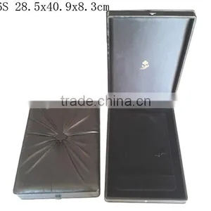 W1066S Black Leather Wooden Jewelry Set Box Big thumbnail-1