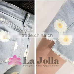 2016 Summer Ladies Short Trousers New Fashion Printing Jeans 242J thumbnail-3