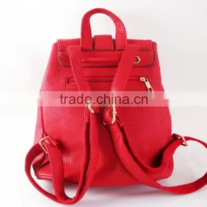 2015 Fashion Hot Selling PU Leather Backpack Popular Red Leather Backpack thumbnail-3