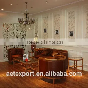 Modern Style Teak Solid Wood Sofa Designs With Leather Set thumbnail-1