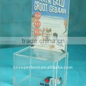 Acrylic Donation Box With Lock and Paper Insert thumbnail-1