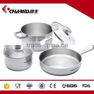 Professional Kitchen Stainless Steel Set Pan Pot Cookware Cooking 5 Pieces thumbnail-1