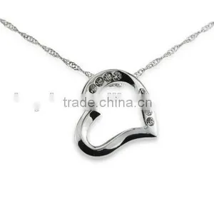 Silver Heart Necklace Crystal - Stylish Crystal Pendant Fashion Designer Jewelry Gift for Valentine's Day thumbnail-1