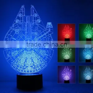 LED Holiday Lamp 3D Bulbing Light Millennium Falcon Shape Light Color Changing With Touch Button 3D Led Small Night Light thumbnail-4