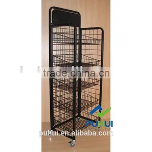 Mobile Metal Wire Universal Floor Display Shelf With Strong Capability thumbnail-1