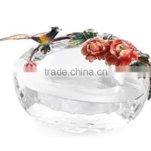 Crystal Ash Tray RORO Art-crystal & Enamel R-7625G thumbnail-6