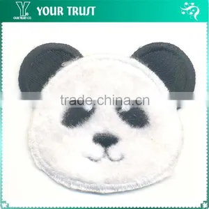 Black White Fluff Panda Iron-on Custom Embroidery Badge Patches thumbnail-1