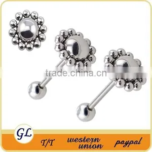 TR01018 Stainless Steel Piercing Tongue Ring , Black Dice Tongue Jewelry thumbnail-4