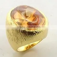 925 Champagne CZ With Gold Plated Ring thumbnail-1