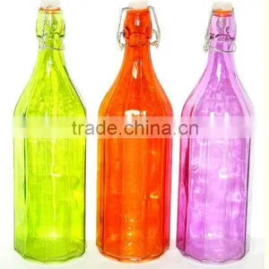 1 Liter Round Colored Clip Lid Wholesale Glass Juice Bottles thumbnail-1