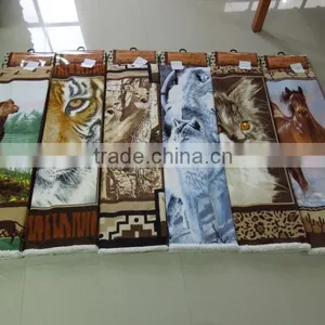 Sherpa Throw Blanket Knit and Printed Raschel Throw Rev Sherpa thumbnail-3