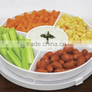4-in-1 Portable Plastic Party Platter With Lid - Cupcake Carrier / Egg Holder / Veggie Tray / Chip and Dip Server Plate thumbnail-4