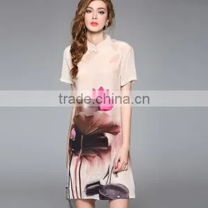 2016 Summer New Silk Dress Designer With Western Style thumbnail-2