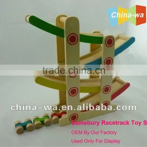 2014 Top Quality Wooden Racetrack and Sliding Racing Car Toy Set for Kids thumbnail-1