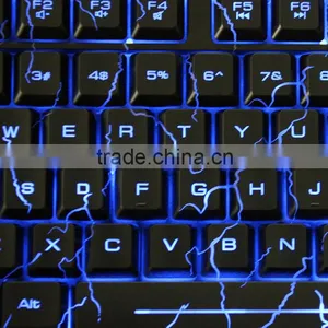 USB Wired Blue LED Backlit Computer Keyboard With Cool Crack Parttern thumbnail-2