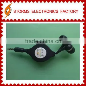 Promotional Black Earbud With Retractable Cord for Sale Promotion thumbnail-1
