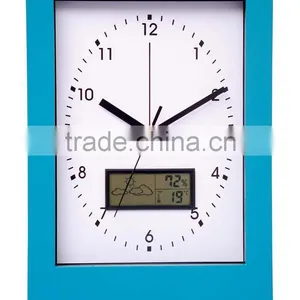 Plastic Round LCD Clocks Weather Station Wall Clock With Temperature YZ-7162A thumbnail-1