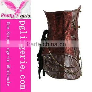 New Item Vintage Buckle up Brocade Steampunk Underbust Corset thumbnail-5
