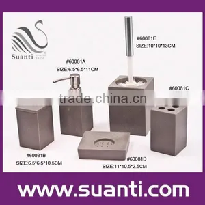 Bath Set of Tumbler Toothbrush Dispenser Soap Dish Toilet Brush 4PICS thumbnail-1