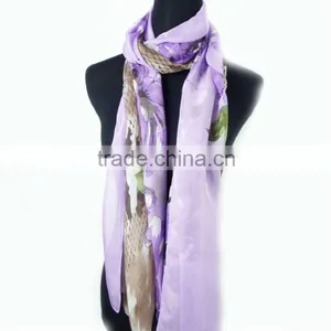 Fashion Pretty 100% Raw Silk Scarves for Ladies thumbnail-1