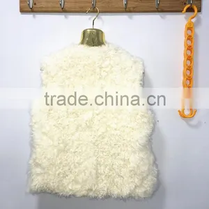 Factory New Design Sexy Girls Short Real Lamb Fur Vest thumbnail-4
