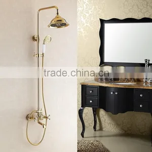 Exposed Contemporary Brass Bath&shower Faucet Set in Vacuum Coating Gold Finish thumbnail-1