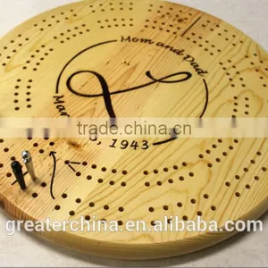 Round Wood Cribbage Board thumbnail-1
