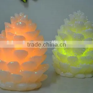 3.25" White Battery Operated Flameless LED Lighted Flickering Pine Cone Christmas Candle thumbnail-3