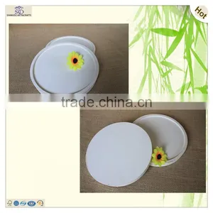 Round White Painted Mdf Wood Office Inkstone Inkslab thumbnail-2