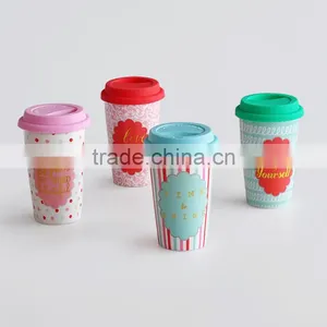 Double Wall Coffee to go Mug With "Keep Calm" Design, Porcelain With Silicone LId thumbnail-4