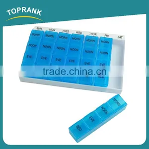 Toprank ABS Plastic Type Travel Pill Medicine Organizer 28 Compartments Portable Pill Dispenser 7 Days Weekly Pill Box thumbnail-1