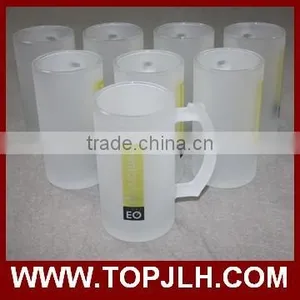 Transparent and Frosted Big Glass Beer Mugs With Handle thumbnail-3