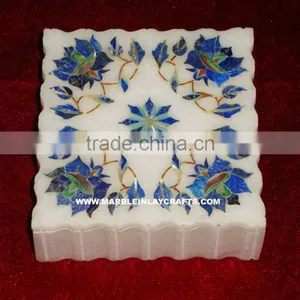 Lapiz Lazuli Marble Inlay Jewellery Box thumbnail-1