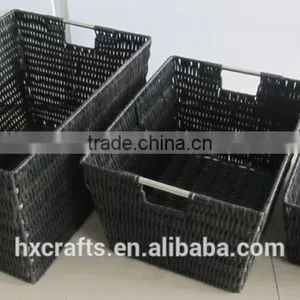 Hot Sell Set Of 3 Brown Rattique Storage Baskets thumbnail-3
