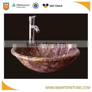 Amazing Round Red Marble Sinks With Faucet and Good Price thumbnail-1
