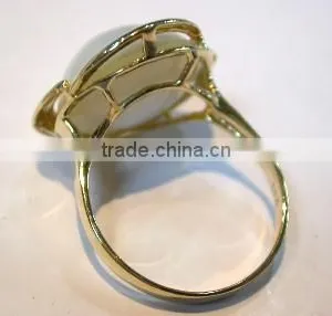 Gold Wedding Genuine Freshwater Pearl Ring Tahitian Pearl Ring thumbnail-2