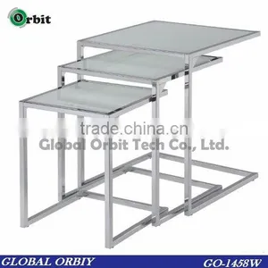 Home Furniture Steel Center Table Modern Glass Nesting Table thumbnail-3