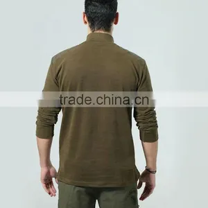 Men's 65% Polyester 35% Cotton With Logo Patch Zipper Collar and Pocket Military Polar Fleece Jacket thumbnail-2