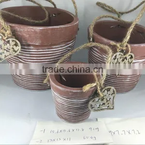 Cement Flower Pot With Rope Handle for Garden Deco thumbnail-2