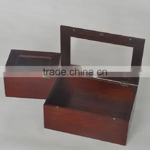 Factory Price Wooden Tea Box With Glass Top, Glass Lid Wooden Tea Box, Handmade Wooden Tea Box thumbnail-1
