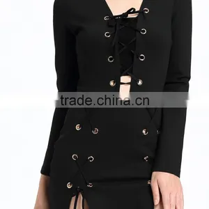 2016 Black Long Sleeve Woman Bandage Dress thumbnail-2